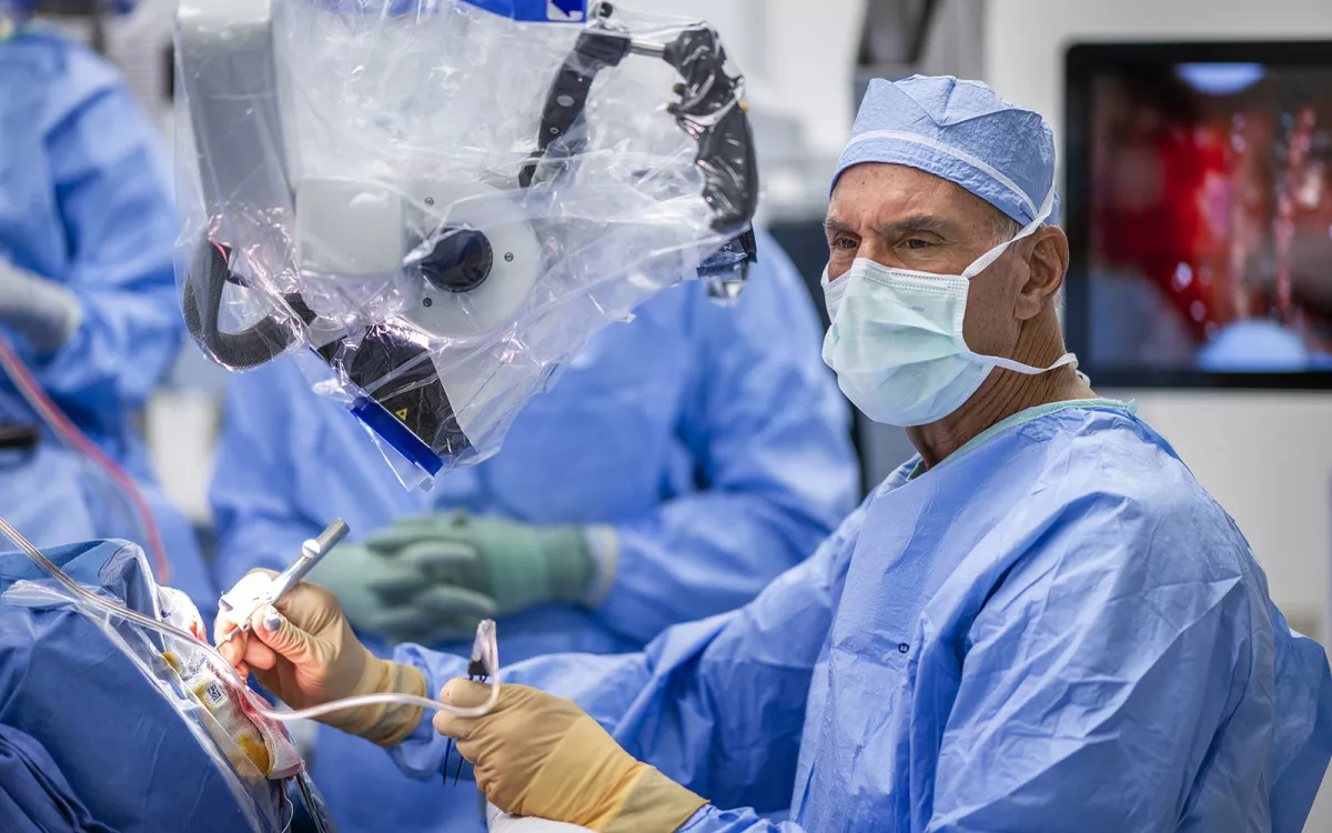 Photo of Dr. Mitch Berger in the operating room.