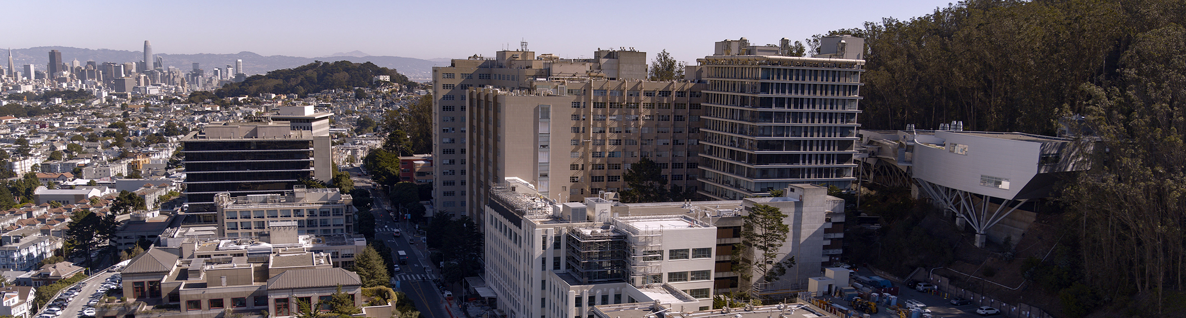 UCSF Parnassus Campus with the San Francisco skyline visible on the left